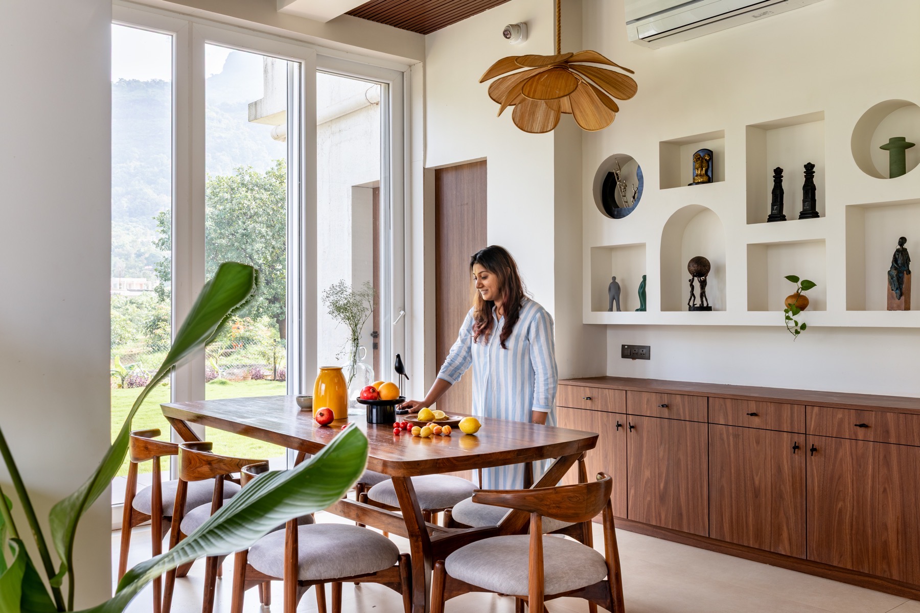 Large dining room for family groups at villa in Karjat